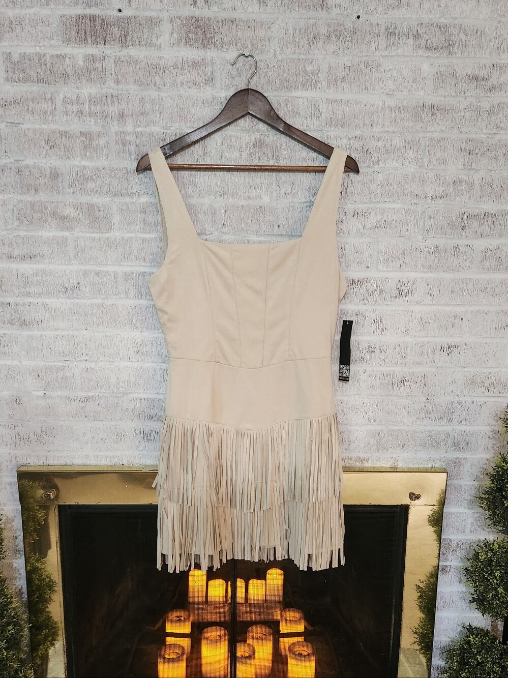 Trixxi Blush Fringe Midi Dress
